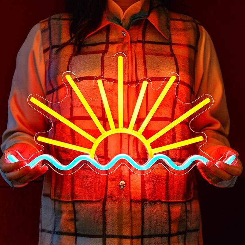 Sonnenaufgang Neon LED Schild beleuchtet – Horizont-Motiv als USB-Leuchtschild