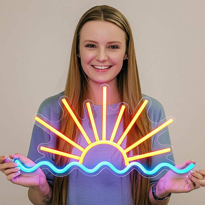 Sonne Neon Schild dimmbar – 9 Stufen USB auf 6mm Acrylplatte
