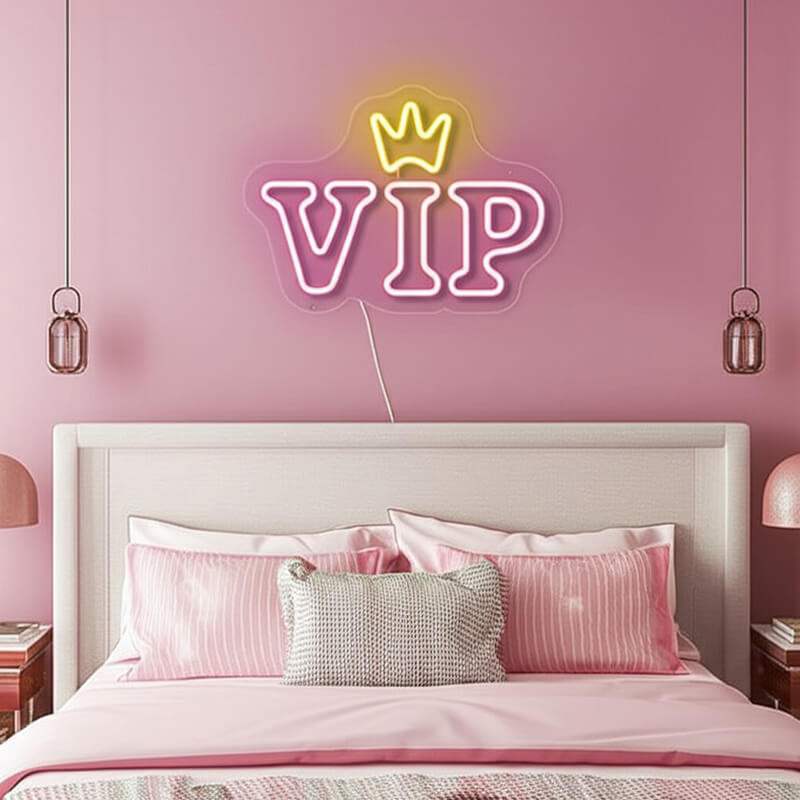 VIP Girl Neonschild dimmbar 9 Stufen USB – handgefertigte Glamour Deko