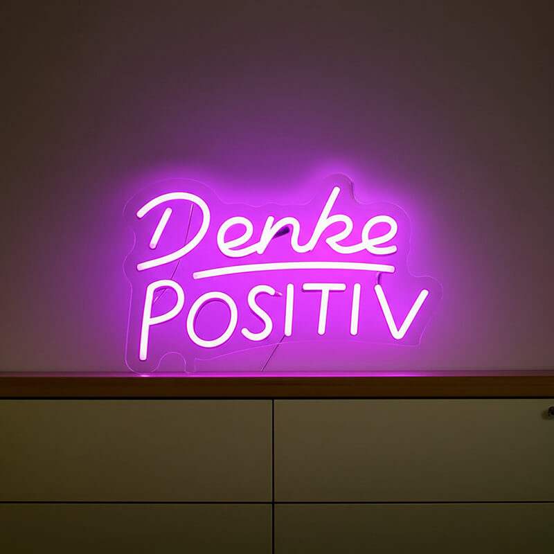 Positiv-Schriftzug Neon LED – handgefertigte Motivations-Wanddeko fürs Wohnzimmer