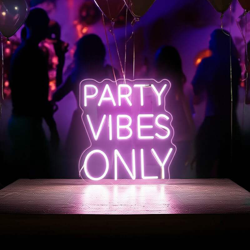Party Vibes Only LED Schild 6mm Acrylplatte – Club-Feeling fürs Wohnzimmer