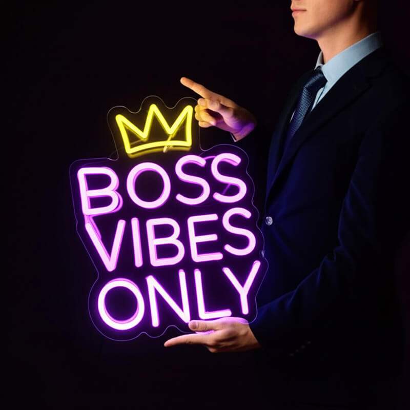 Boss Vibes Only Neon LED Schild beleuchtet – Führungs-Statement als USB-Leuchtschild