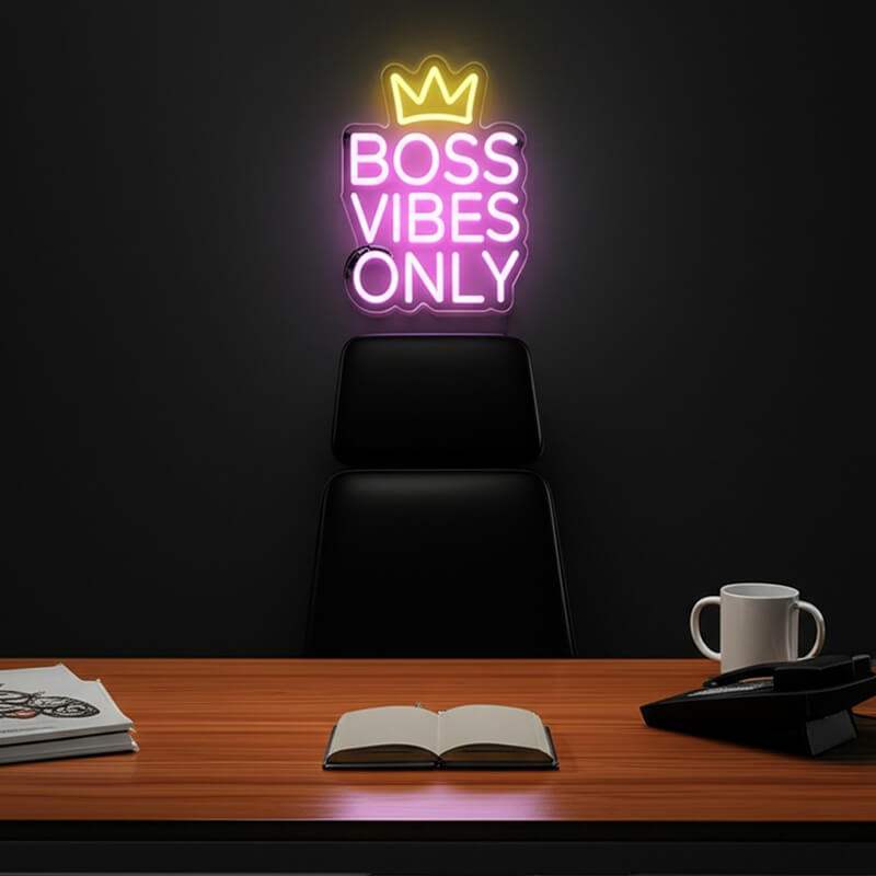 Boss Vibes Neon Schild dimmbar – 9 Stufen USB auf 6mm Acrylplatte