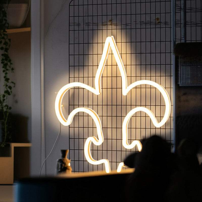Fleur-de-lis Neon LED Schild dimmbar 9 Stufen USB – Boutique Luxus Beleuchtung