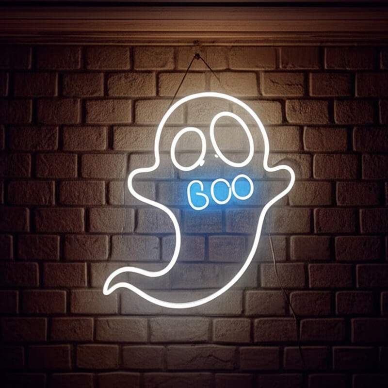 Boo Schild beleuchtet – kleiner Geist als Party-Deko mit USB-Anschluss