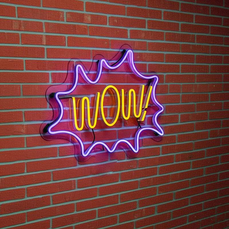 WOW Leuchtschild – Geschenkidee für Comic-Fans und Pop-Art Liebhaber