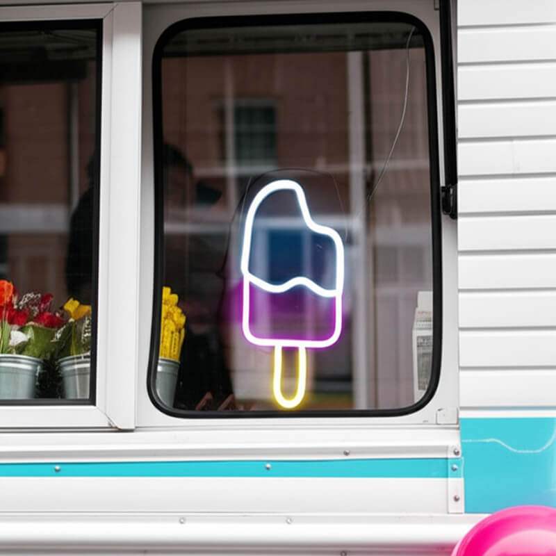 Eis am Stiel Neon LED Schild auf 6mm Acrylplatte – Sommer Party Garten Deko