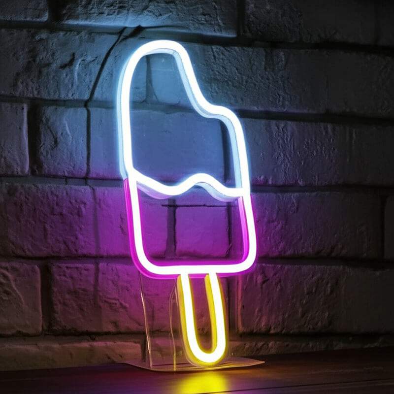 Eis am Stiel Neon LED Schild USB – Sommer Eisdiele Schaufenster Deko