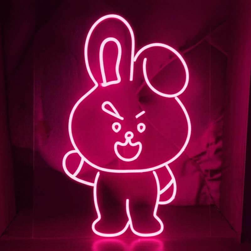 Pinker Hase Leuchtschild – Geschenkidee für Hasenfans und Tierfreunde
