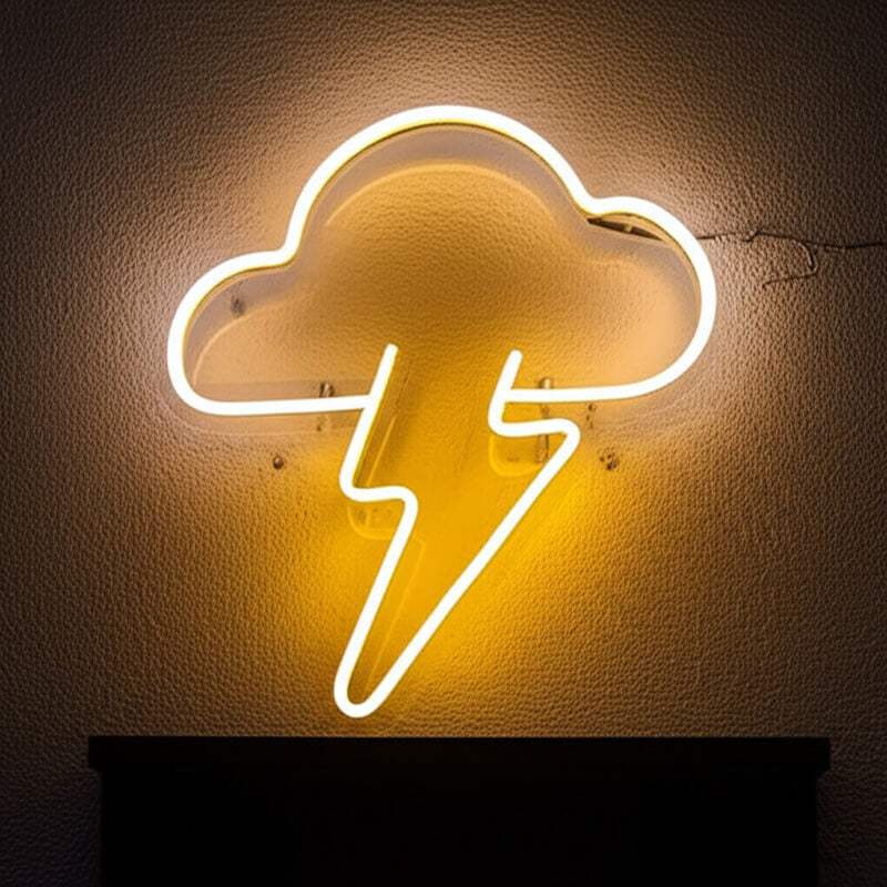 Wolken-Blitz LED Schild 6mm Acrylplatte – dynamische Wanddeko für Party