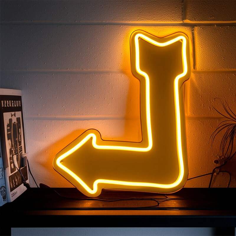 Richtungspfeil Neonschild dimmbar 9 Stufen USB – handgefertigte Design Deko