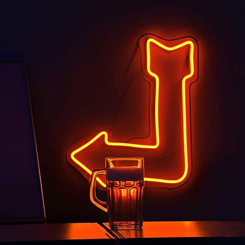 Richtungspfeil Neon Sign – modernes Statement für Co-Working Space