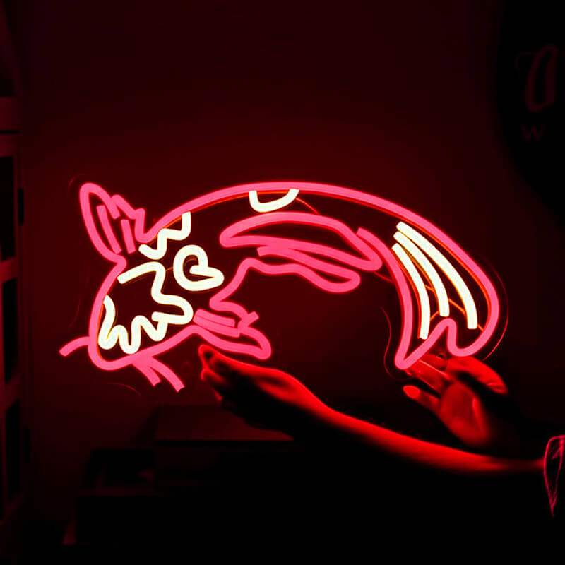 Koi Fisch Neon LED Schild handgefertigt – Garten Teich und Aquarium Liebhaber Deko