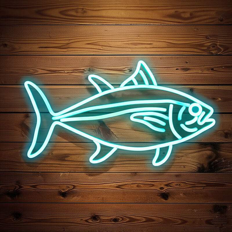 Tunfisch LED Schild 6mm Acrylplatte – Fischer Wanddeko fürs Wohnzimmer