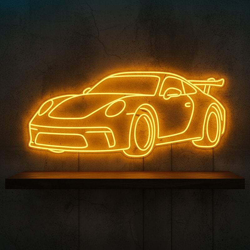Sportwagen XL LED Leuchtschild beleuchtet – Rennwagen Wanddeko für Sammler