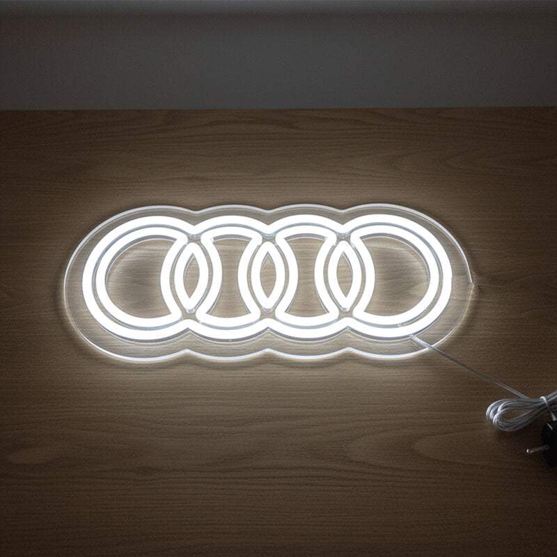 Audi Logo Neon LED Schild USB – Garage Deko als Geschenk für Auto-Fans