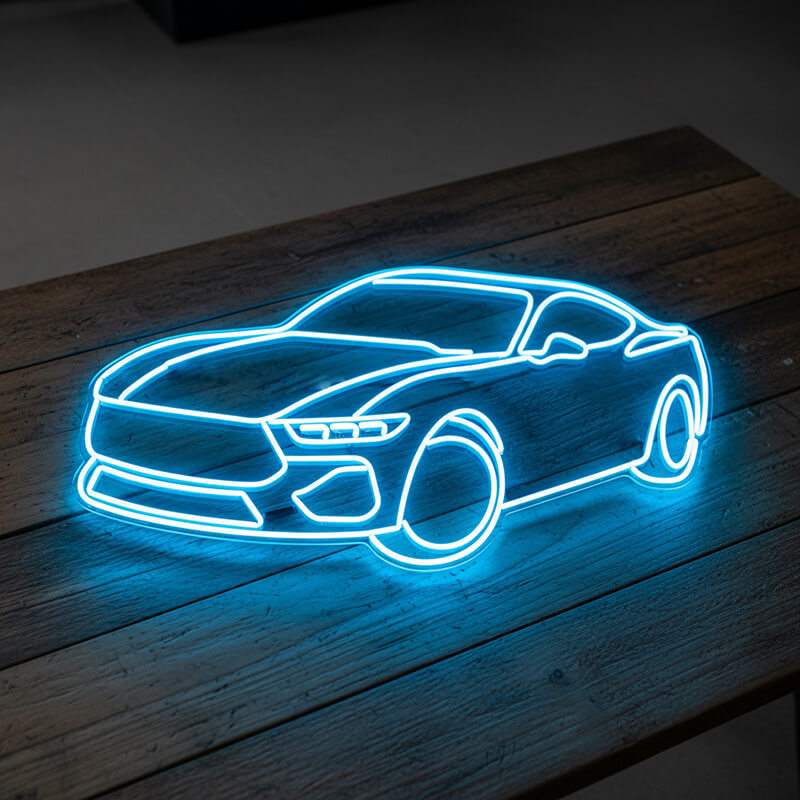 F-GT Sportauto Neon LED Schild handgefertigt – Mustang Sammler Wanddeko