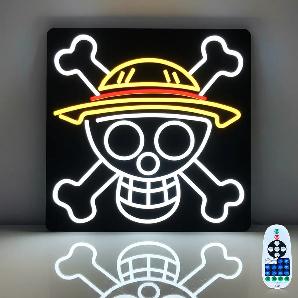 Anime Black Flag Edition Neon LED Schild – Dimmbar mit Fernbedienung | One Piece Fan Wanddeko