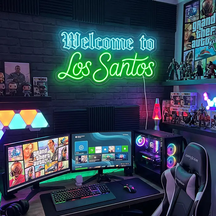 Los Santos Set Neon LED Sign – 2 Designs, USB or 12V | GTA Gaming Decor