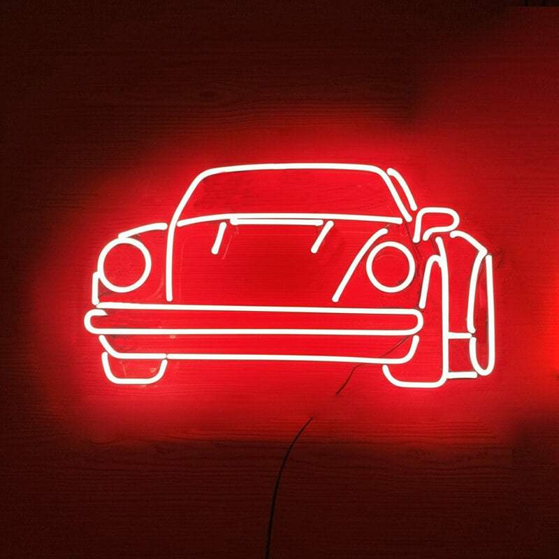 Roter Sportwagen Neon LED Schild USB – XL Auto Deko fürs Showroom