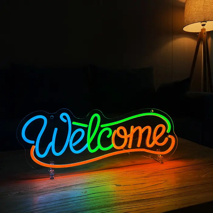 Neonová LED cedule Welcome – Stmívatelné, USB nebo 12V | Dekorace pro firmy & vstup