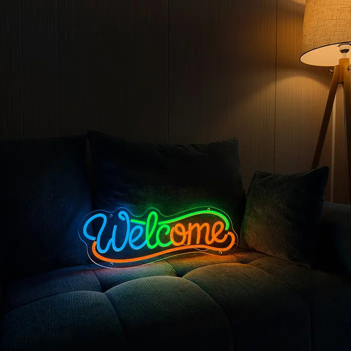 Neonová LED cedule Welcome – Stmívatelné, USB nebo 12V | Dekorace pro firmy & vstup