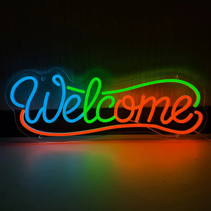 Welcome Neon LED Sign – Dimmable, USB or 12V | Business & Entrance Decor
