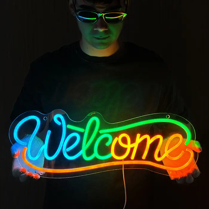 Neonová LED cedule Welcome – Stmívatelné, USB nebo 12V | Dekorace pro firmy & vstup