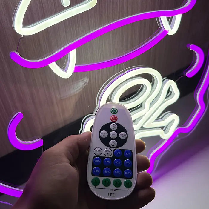 Kugelfigur Neon LED Schild mit mitgelieferter Fernbedienung, Helligkeitsstufen von 10 bis 100 Prozent