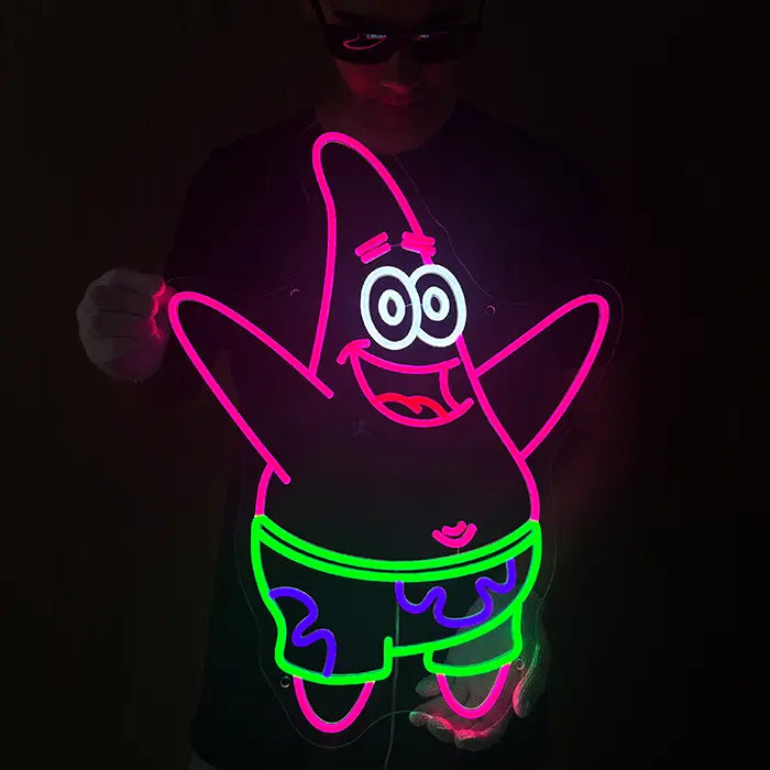 Bikini-Bottom Charaktere Neon LED Schild – USB & 12V Leuchtschild | Schwammkopf Sammler Set