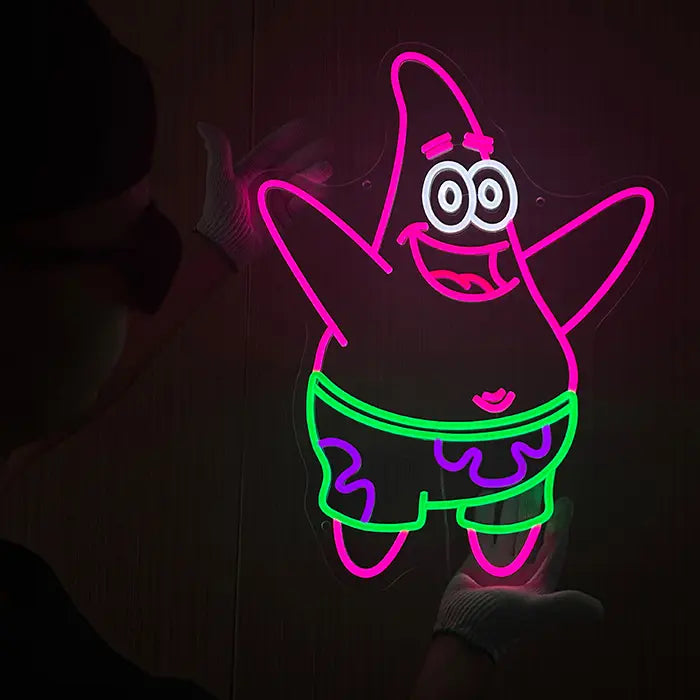 Bikini-Bottom Charaktere Neon LED Schild – USB & 12V Leuchtschild | Schwammkopf Sammler Set