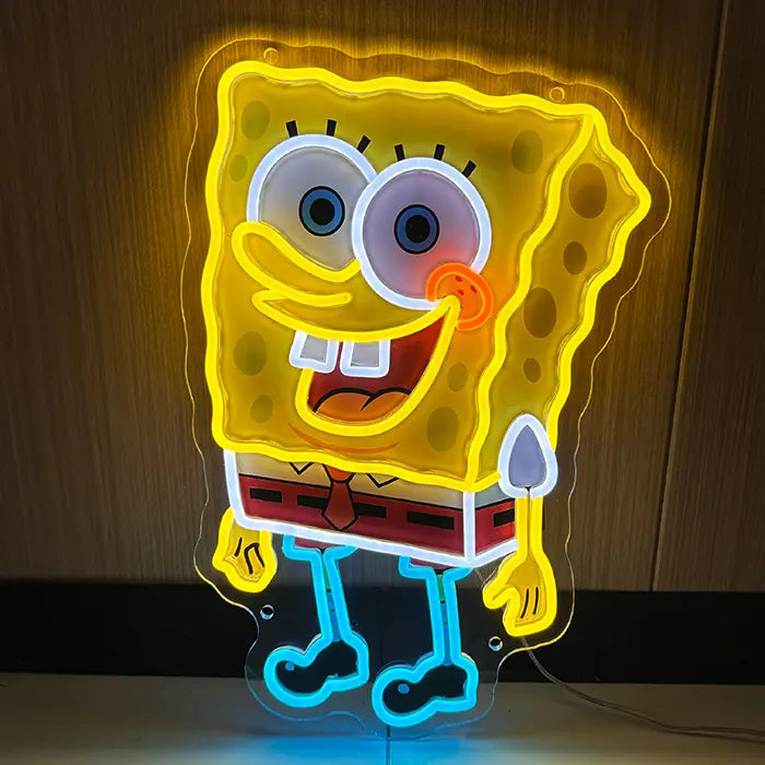 Bikini-Bottom Charaktere Neon LED Schild – USB & 12V Leuchtschild | Schwammkopf Sammler Set