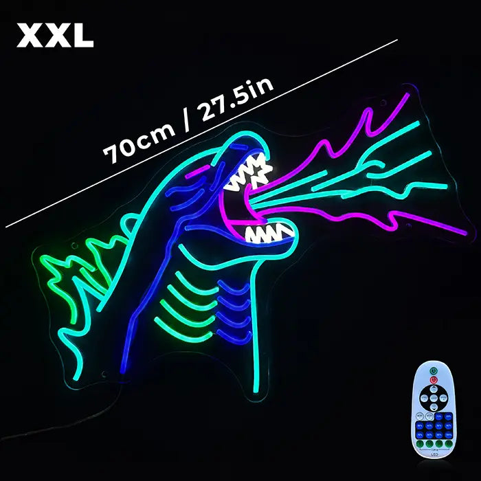 Godzilla Neon LED Sign, The Last Bolt motif: the dimension 70 cm (28") in XXL with the remote