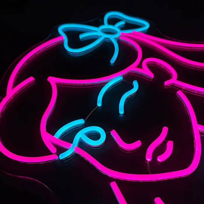 Neon Bunny LED Sign Set, product shot of the design switched on