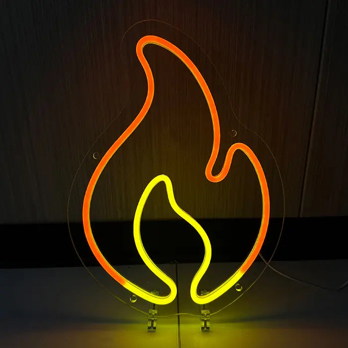 Feuerflamme Neon LED Schild, auf 6 mm Acrylglas, Neonschlauch in Handarbeit verlegt