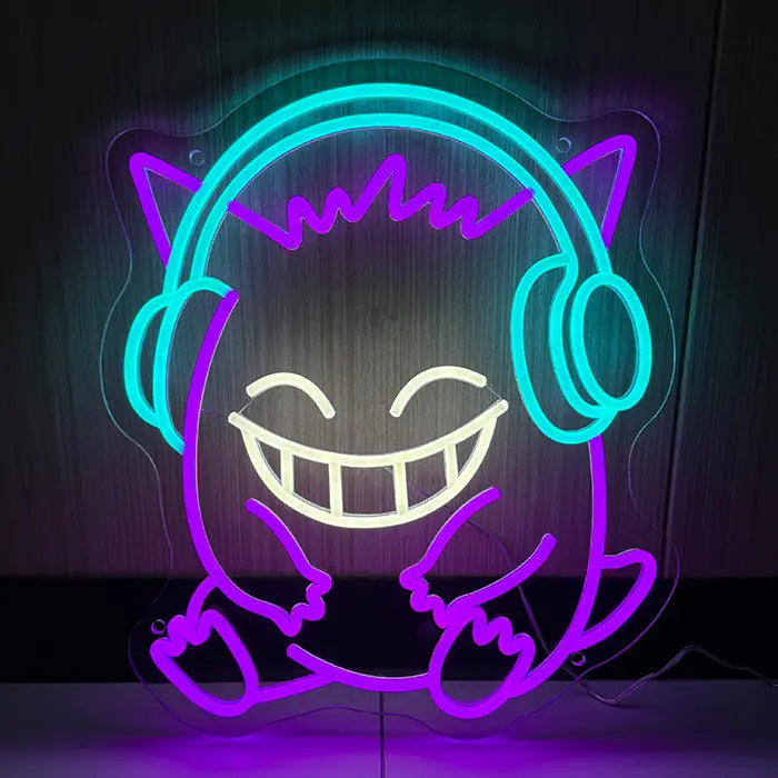 Pokémon Gengar Chill neon LED sign, on 6 mm (1/4 inch) acrylic, neon tube laid by hand