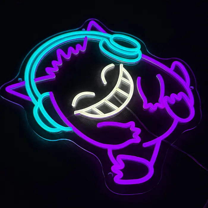 Pokémon Gengar Chill neon LED sign, with the connecting cable visible along the bottom edge