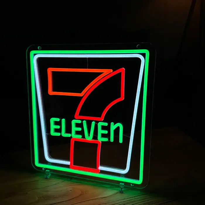 שלט ניאון LED 7-Eleven רטרו – עמעום עם שלט רחוק | דקורציית קיר לוגו רטרו