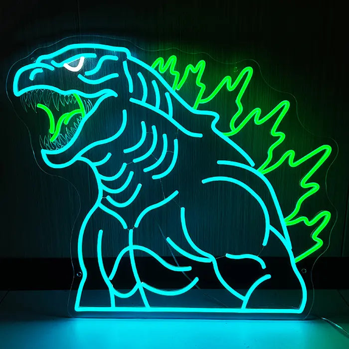 Insegna al neon LED Godzilla "Power of the Green Flame" – Regolabile con telecomando | Decorazione anime giapponese