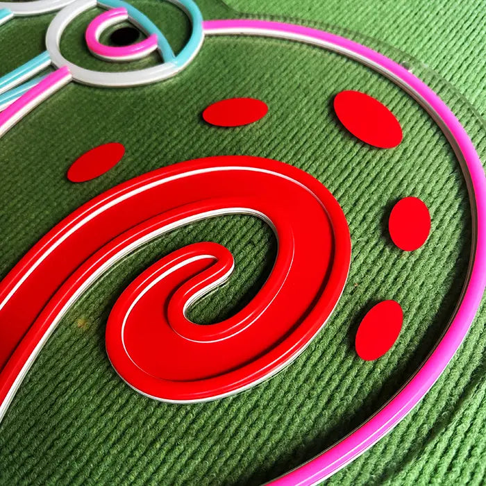 Gary the Snail Neon LED Sign switched off in macro, spiral and spots on the shell