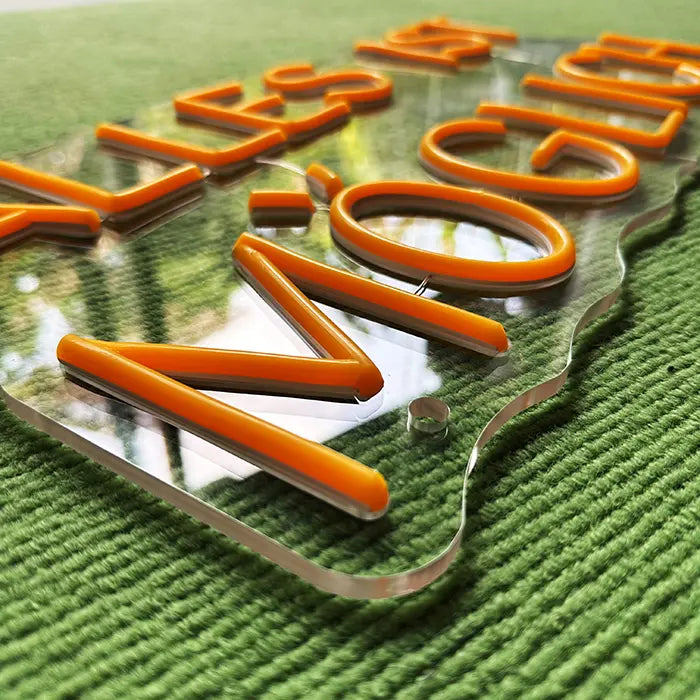 Anything Is Possible Neon LED Sign switched off in macro shot, letters and acrylic edge