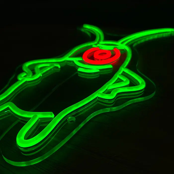 SpongeBob Freaks Set Neon LED Sign, motif The Plankton: from above at an angle on clear acrylic