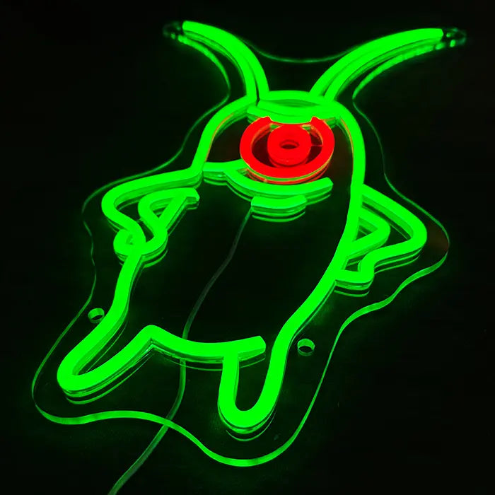 SpongeBob Freaks Set Neon LED Sign, motif The Plankton: close-up at an angle, antennae and eye
