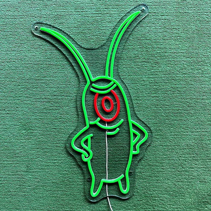 SpongeBob Freaks Set Neon LED Sign, motif The Plankton: switched off on a green surface