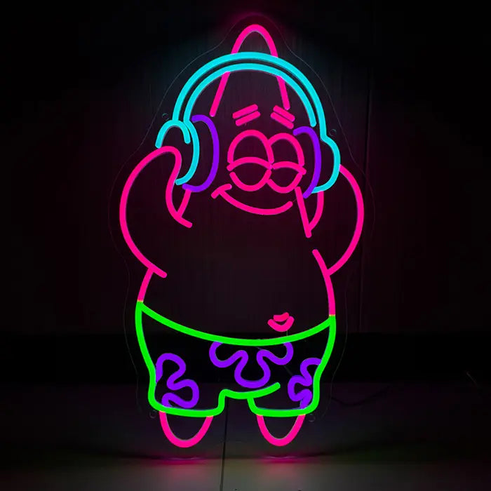 Patrick Music Neon LED Sign – Dimmable with Remote | SpongeBob Teen Room Decor