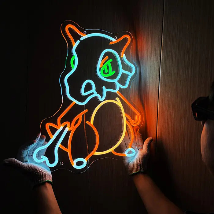Neonová LED cedule Pokémon Cubone – Stmívatelné dálkovým ovladačem | Herní dekorace Pokémon