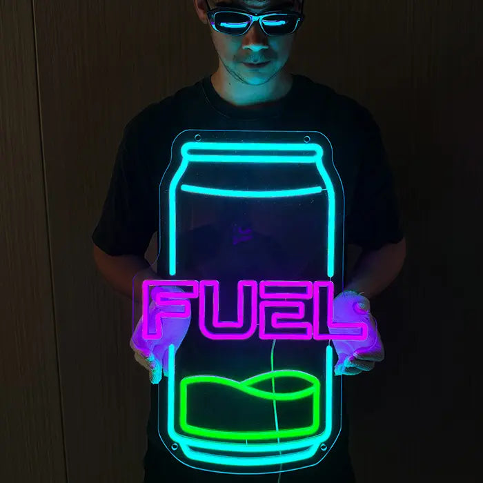 FUEL Neon LED Sign – Dimmable with Remote | Cyberpunk Gaming Decor