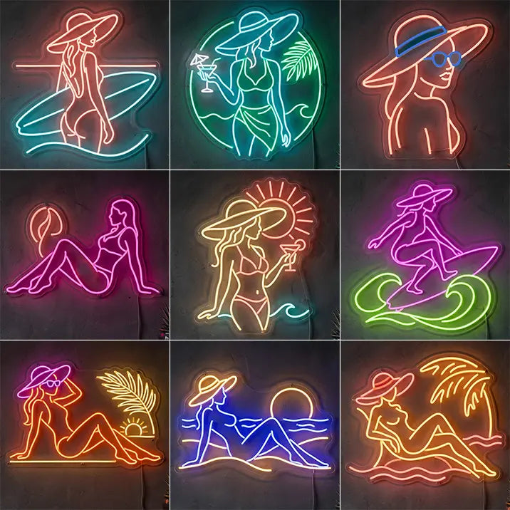 Beach Vibes LED Schilder Set – Strand & Sommer Leuchtschilder | Wanddeko