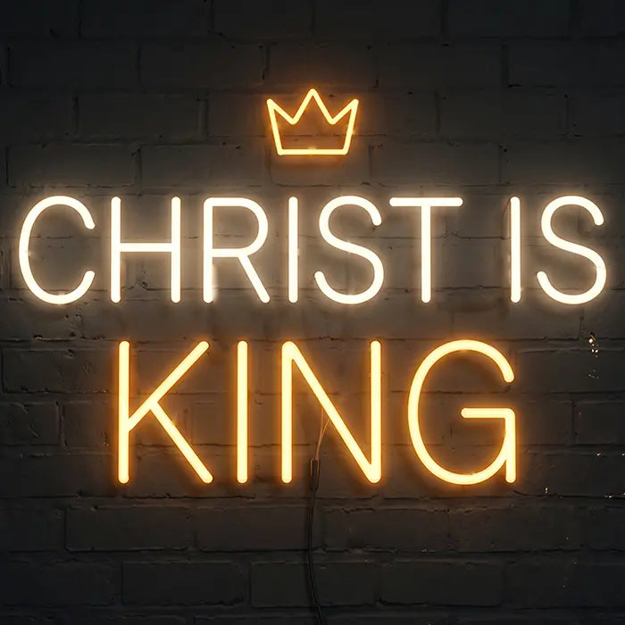 Christ is King Set Neon LED Sign – 7 Designs, USB or 12V | Christian Decor