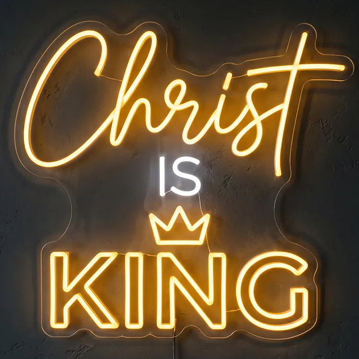 Christ is King Set Neon LED Sign – 7 Designs, USB or 12V | Christian Decor